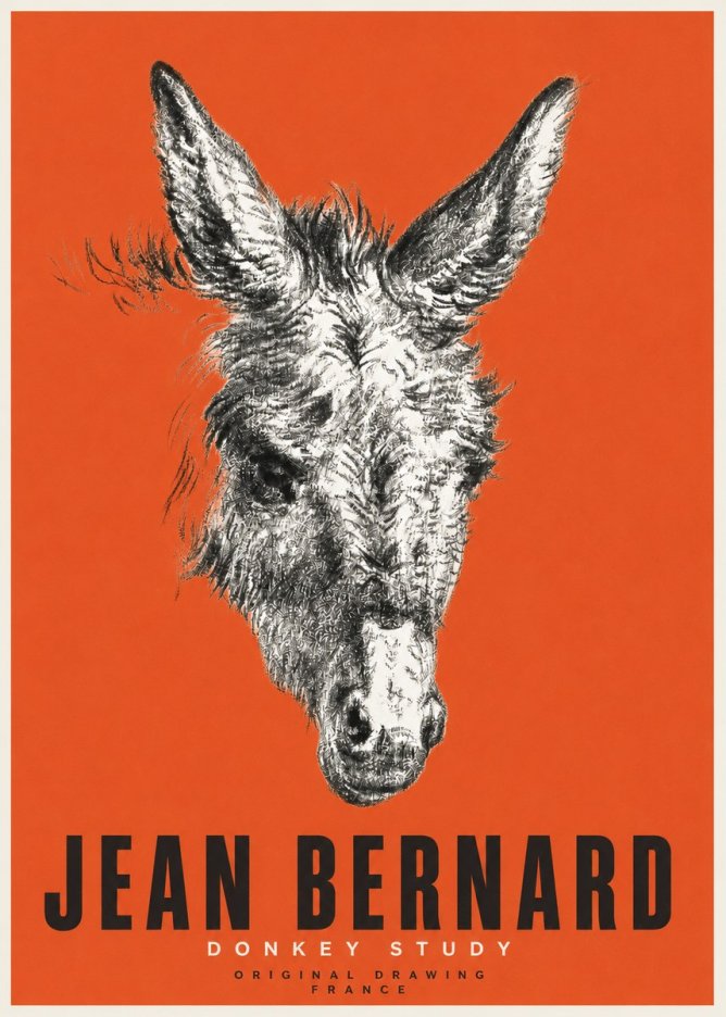 Jean Bernard Donkey Study IV No2 - Affiche