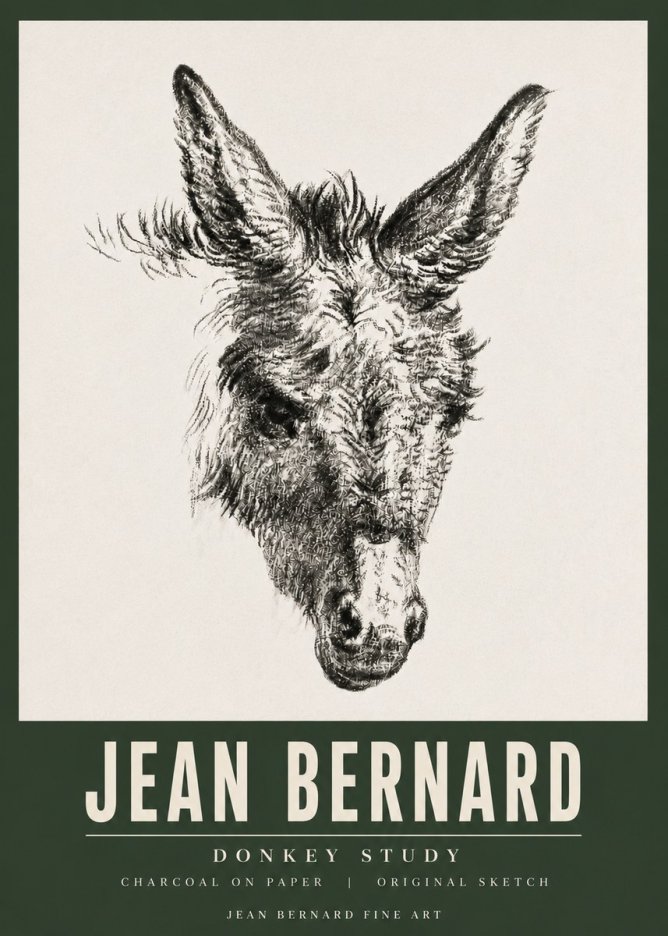 Jean Bernard Donkey Study IV No5 - Affiche