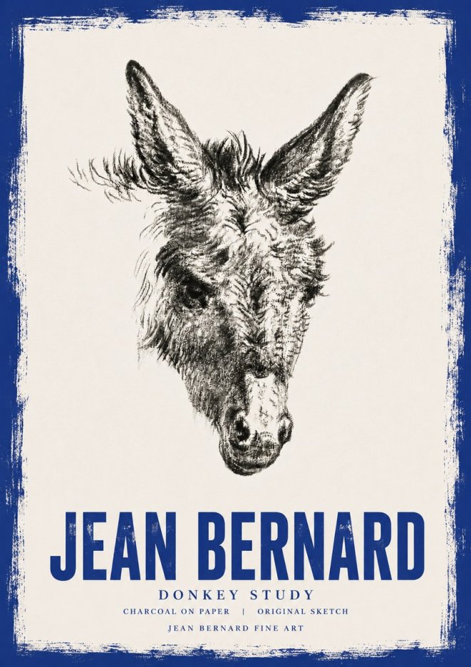Jean Bernard Donkey Study IV No6 - Affiche