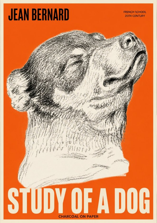 Jean Bernard Study of a Dog III No2 - Affiche