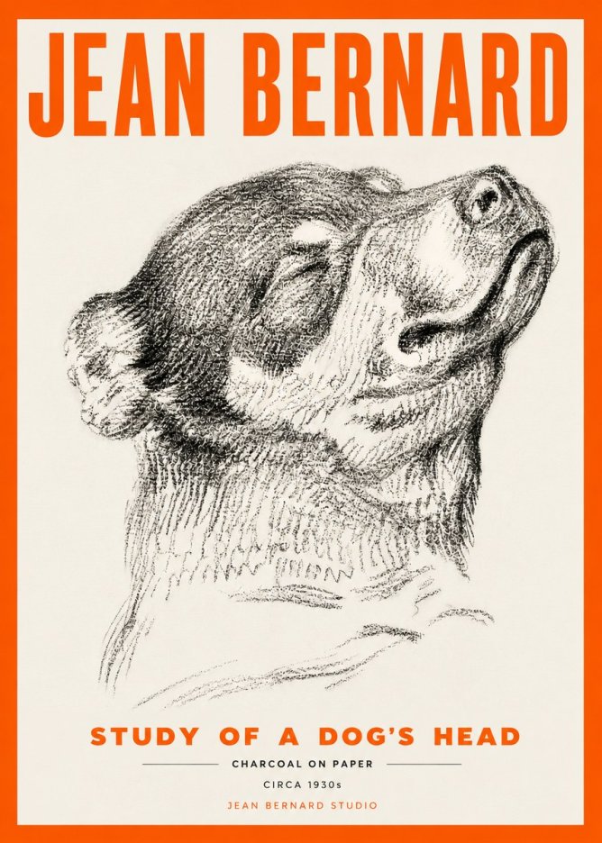 Jean Bernard Study of a Dog III No5 - Affiche