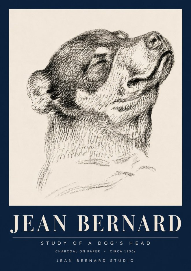 Jean Bernard Study of a Dog III No6 - Affiche