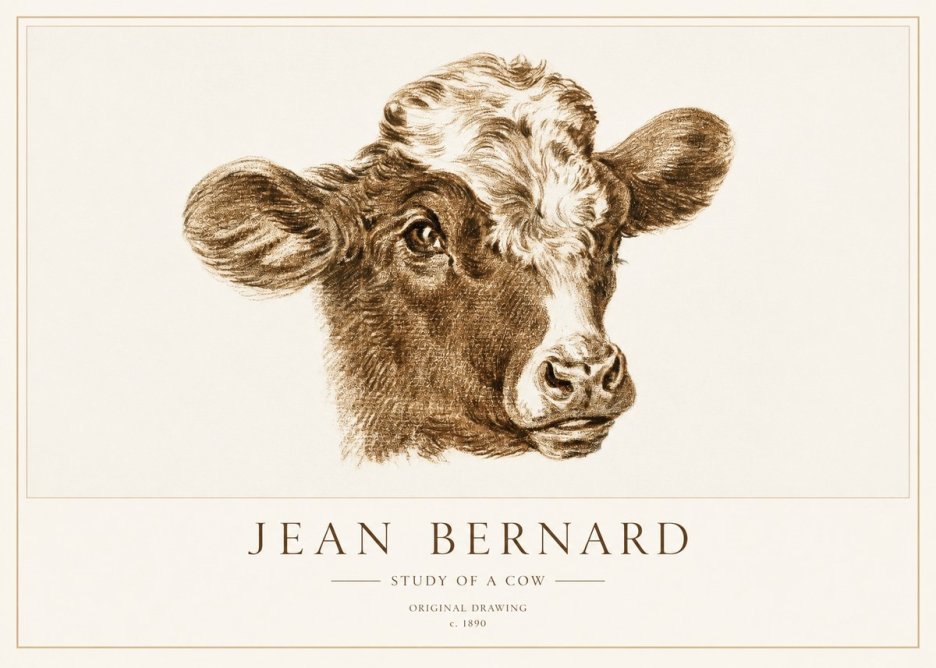 Jean Bernard Study of a Cow VIII No3 - Affiche