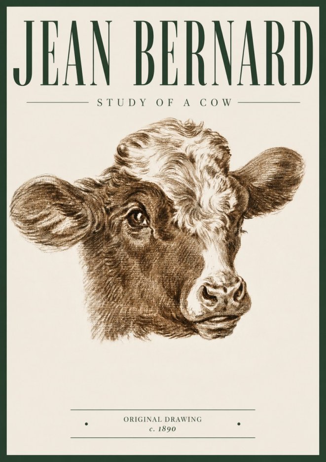 Jean Bernard Study of a Cow VIII No5 - Affiche
