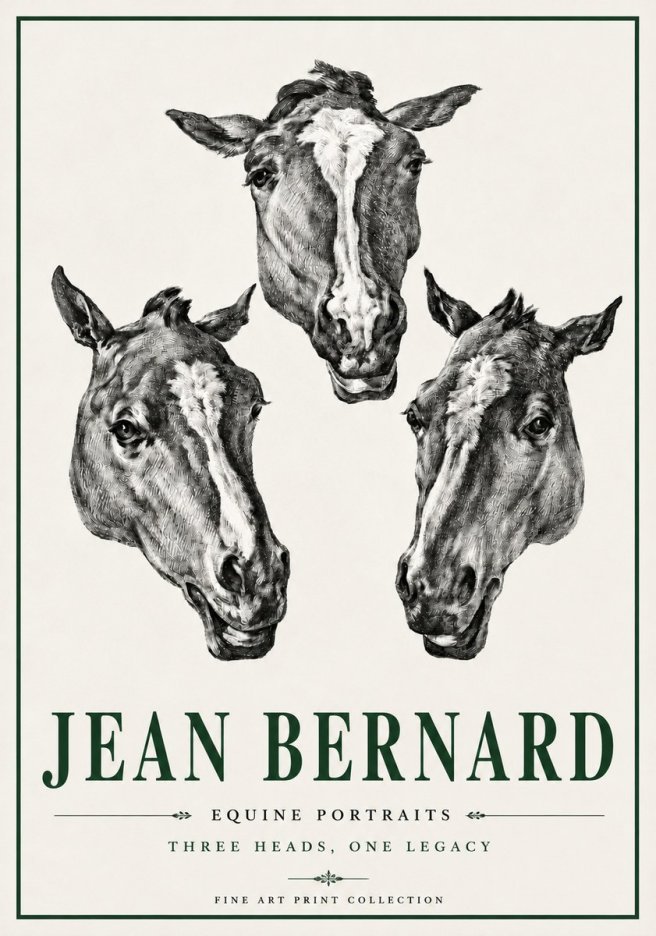Jean Bernard Three Studies of a Horse No6 - Affiche