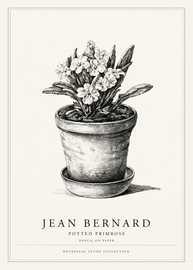 Jean Bernard Potted Primrose No1 - Affiche