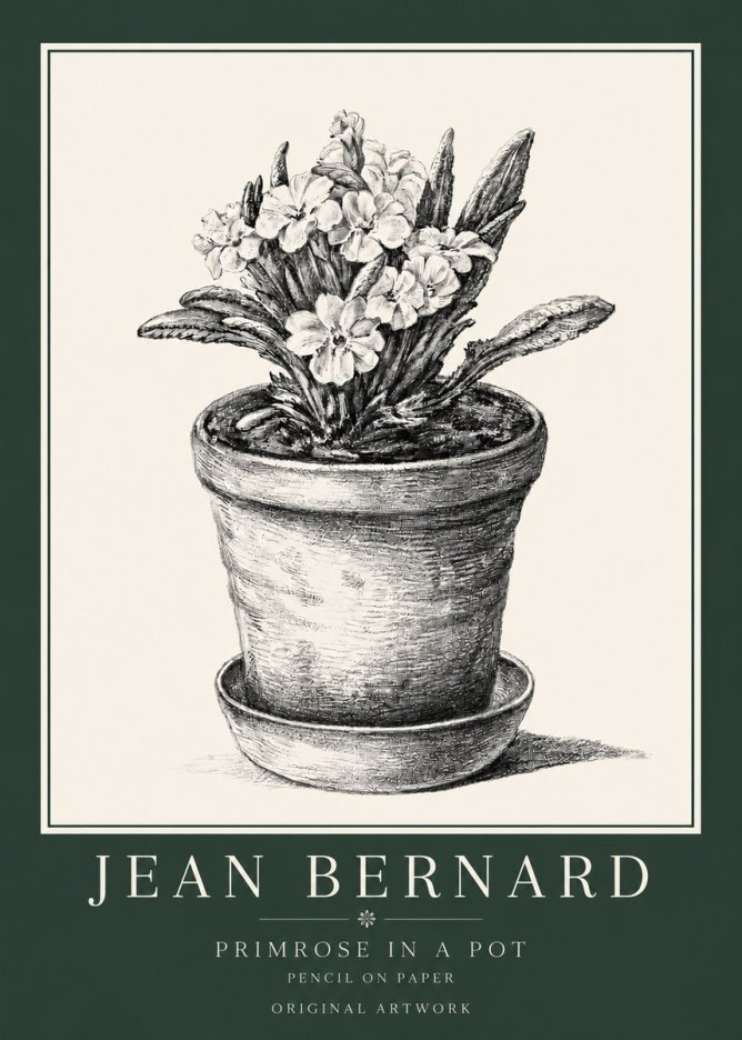 Jean Bernard Potted Primrose No4 - Affiche