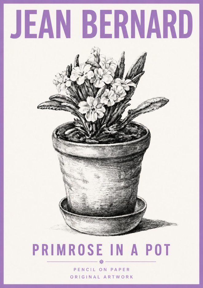 Jean Bernard Potted Primrose No5 - Affiche