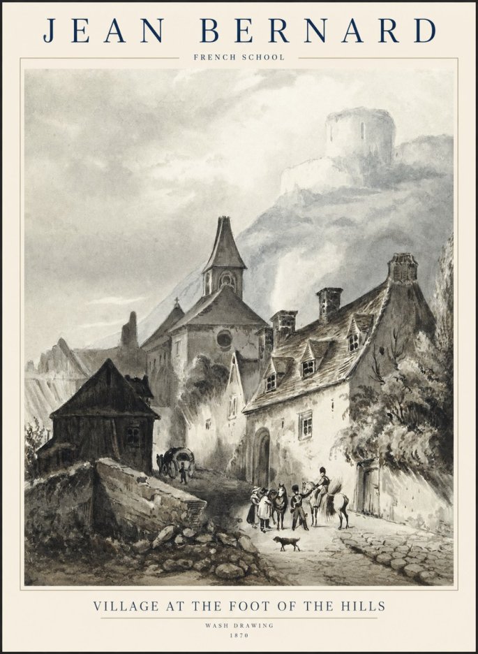 Jean Bernard Village at the Foot of the Hill No2 - Affiche