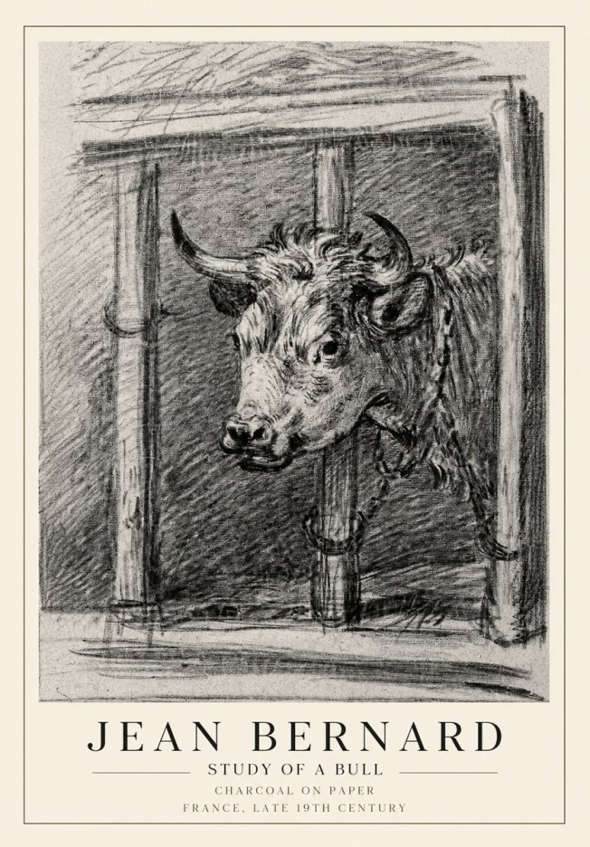 Jean Bernard Study of a Bull II No1 - Affiche