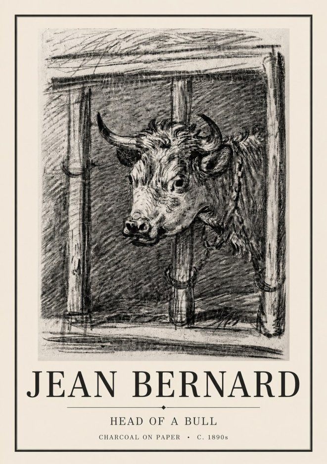 Jean Bernard Study of a Bull II No4 - Affiche