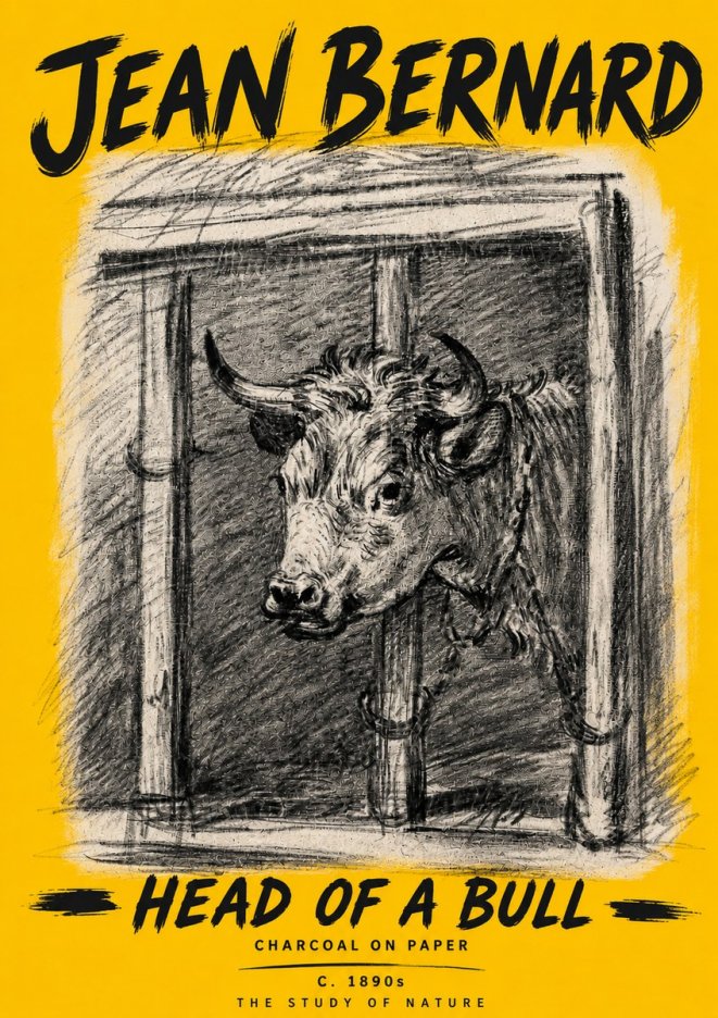Jean Bernard Study of a Bull II No6 - Affiche