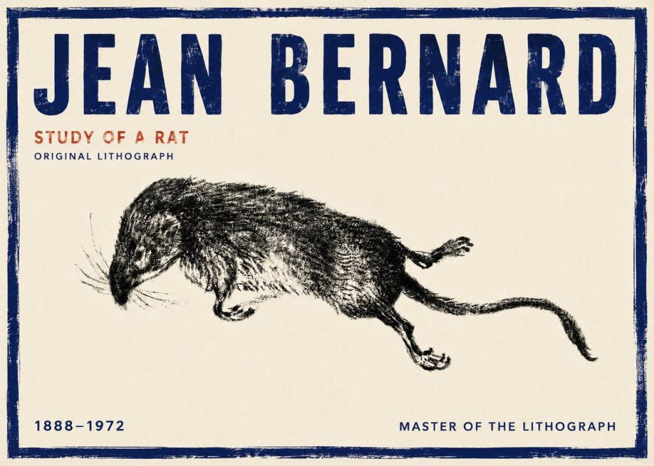Jean Bernard Study of a Rat II No4 - Affiche