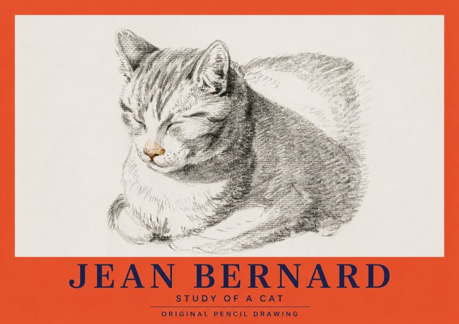 Jean Bernard Sleeping Cat VI No3 - Affiche