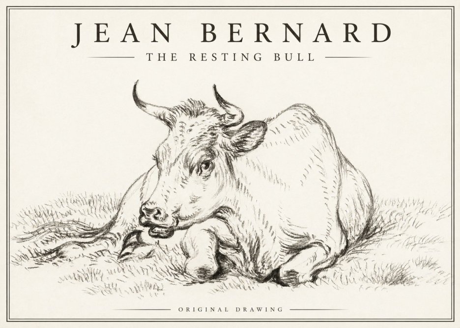 Jean Bernard Study of a Cow, Resting No3 - Affiche