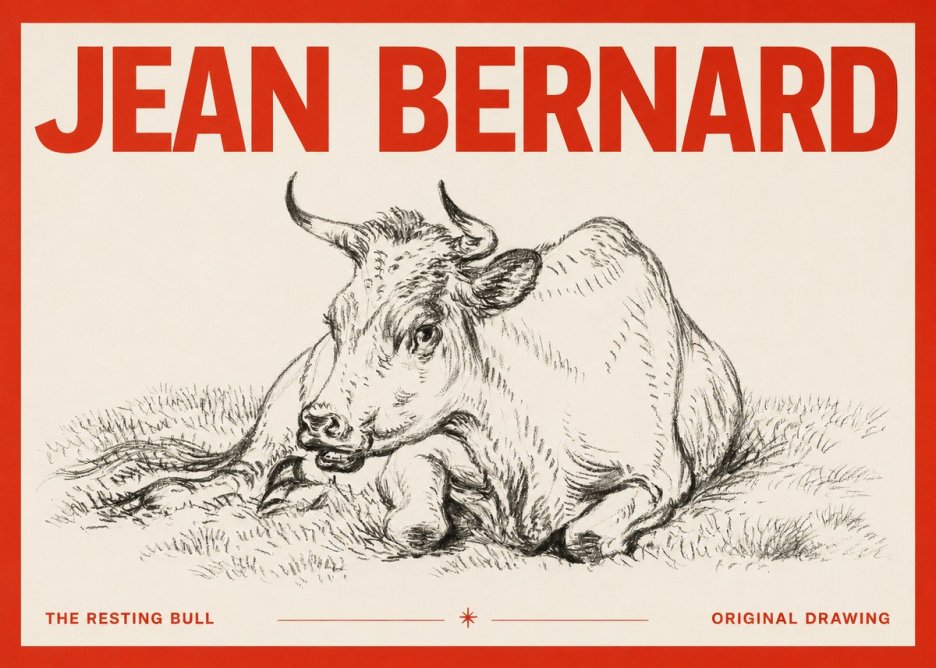 Jean Bernard Study of a Cow, Resting No4 - Affiche