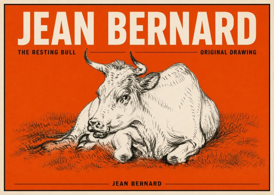 Jean Bernard Study of a Cow, Resting No6 - Affiche