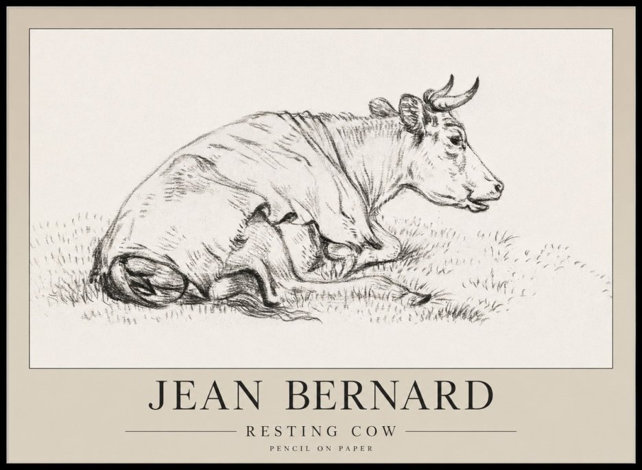 Jean Bernard Resting Cow III No1 - Affiche