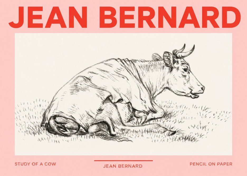 Jean Bernard Resting Cow III No3 - Affiche
