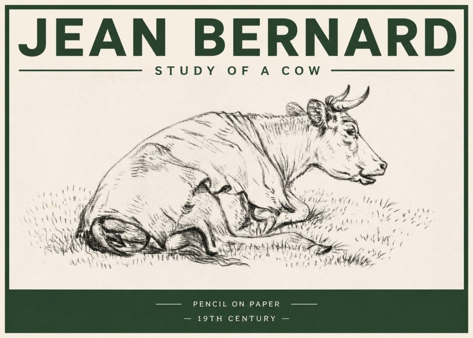 Jean Bernard Resting Cow III No4 - Affiche
