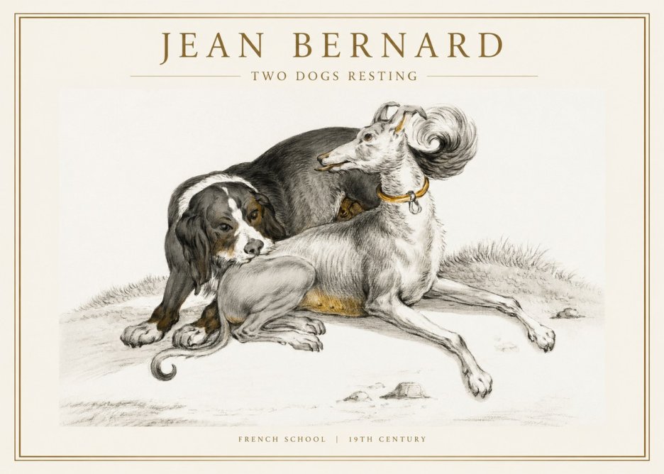 Jean Bernard Two Dogs Resting No1 - Affiche