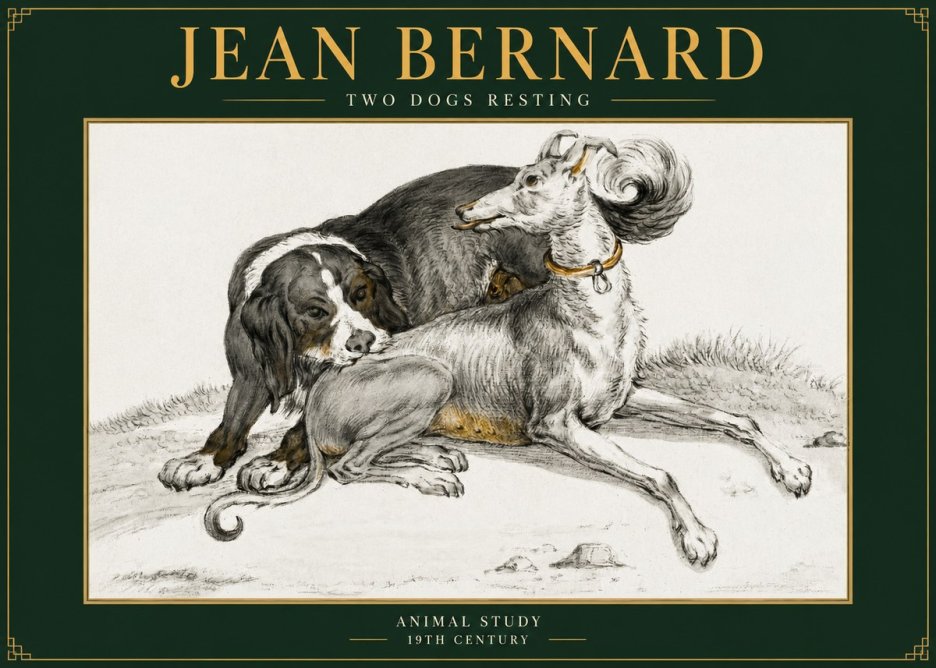Jean Bernard Two Dogs Resting No5 - Affiche