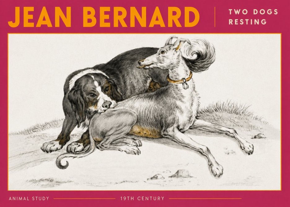 Jean Bernard Two Dogs Resting No6 - Affiche