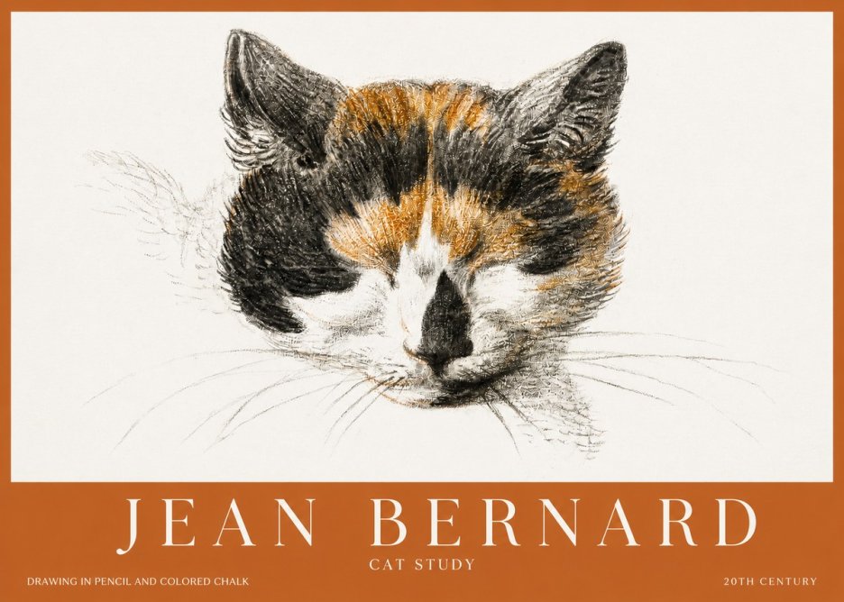 Jean Bernard Cat Study VIII No2 - Affiche