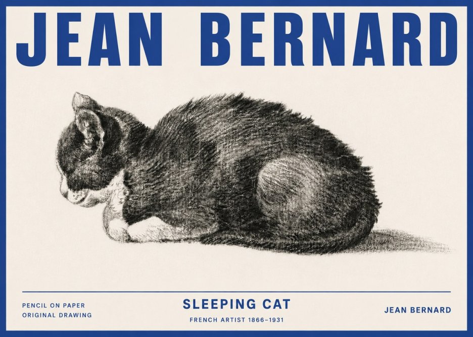 Jean Bernard Sleeping Cat VII No4 - Affiche
