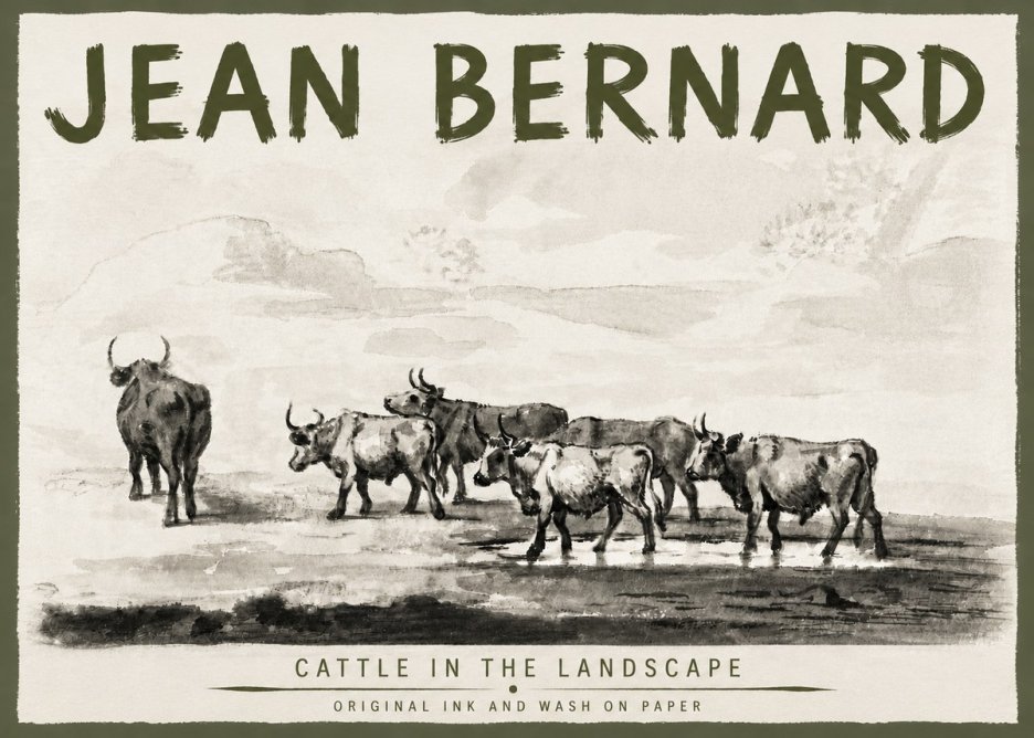 Jean Bernard Cattle in the Landscape No5 - Affiche