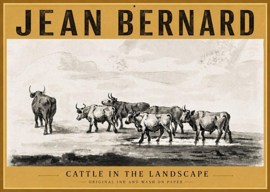 Jean Bernard Cattle in the Landscape No6 - Affiche