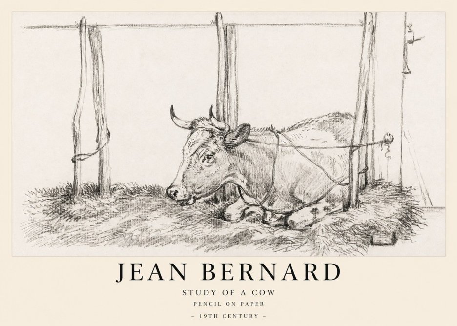Jean Bernard A Resting Cow No2 - Affiche