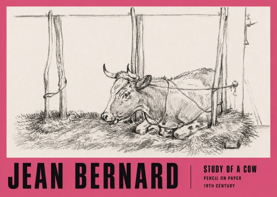 Jean Bernard A Resting Cow No3 - Affiche