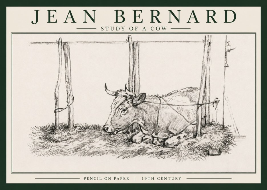 Jean Bernard A Resting Cow No4 - Affiche