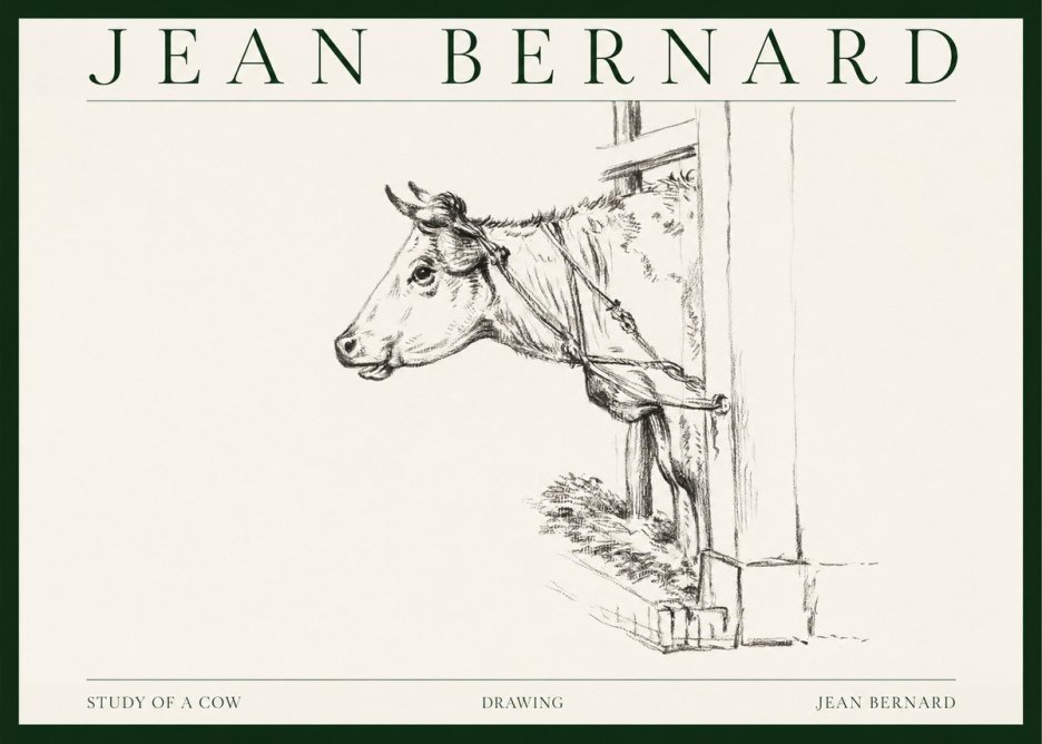 Jean Bernard Study of a Cow X No1 - Affiche