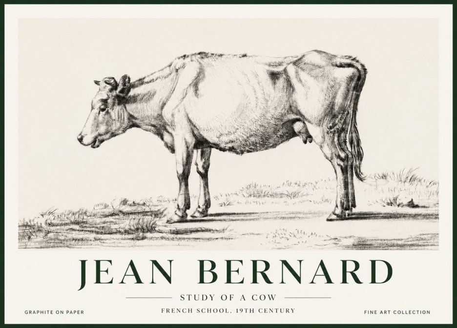 Jean Bernard Study of a Cow XI No5 - Affiche