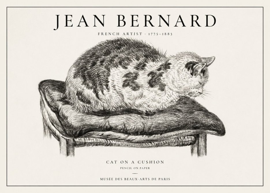 Jean Bernard Cat on a Cushion No1 - Affiche