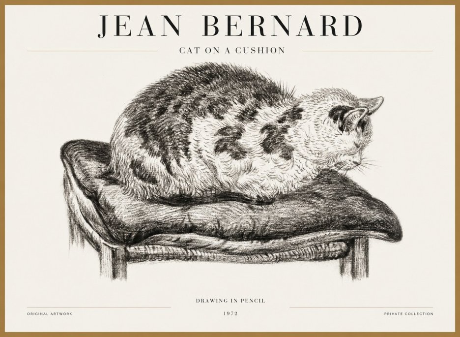 Jean Bernard Cat on a Cushion No5 - Affiche
