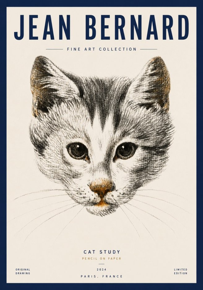 Jean Bernard Cat Study IX No3 - Affiche