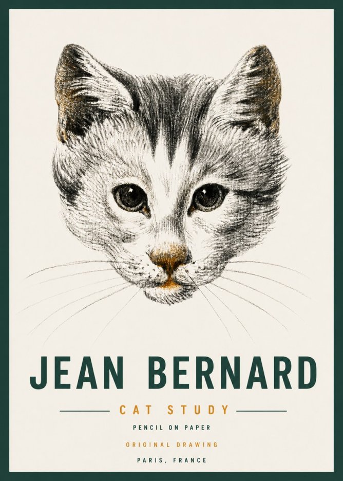 Jean Bernard Cat Study IX No4 - Affiche