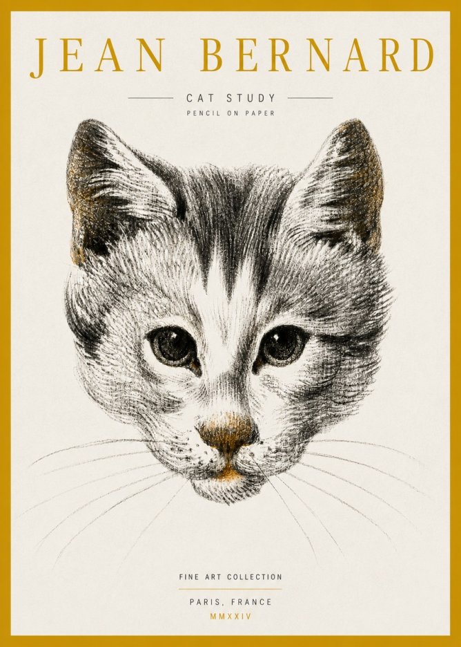 Jean Bernard Cat Study IX No5 - Affiche