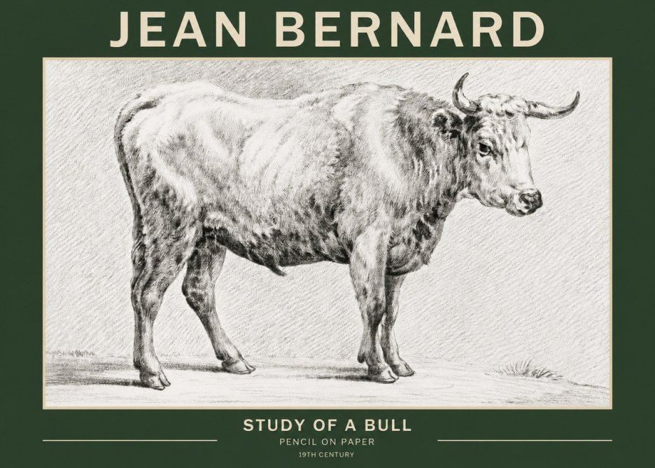 Jean Bernard Study of a Bull IV No2 - Affiche