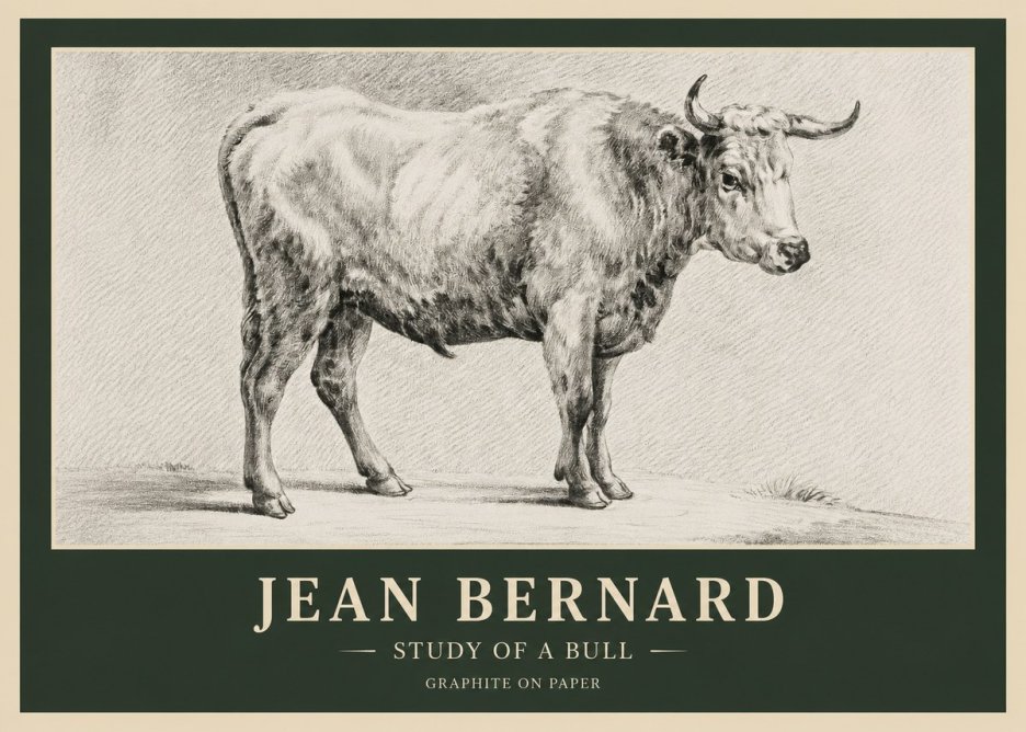 Jean Bernard Study of a Bull IV No6 - Affiche