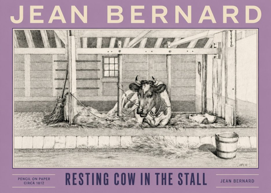 Jean Bernard Resting Cow in the Stall I No4 - Affiche