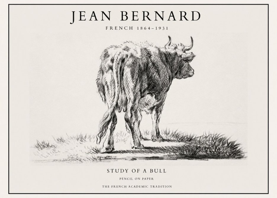 Jean Bernard Study of a Bull V No1 - Affiche