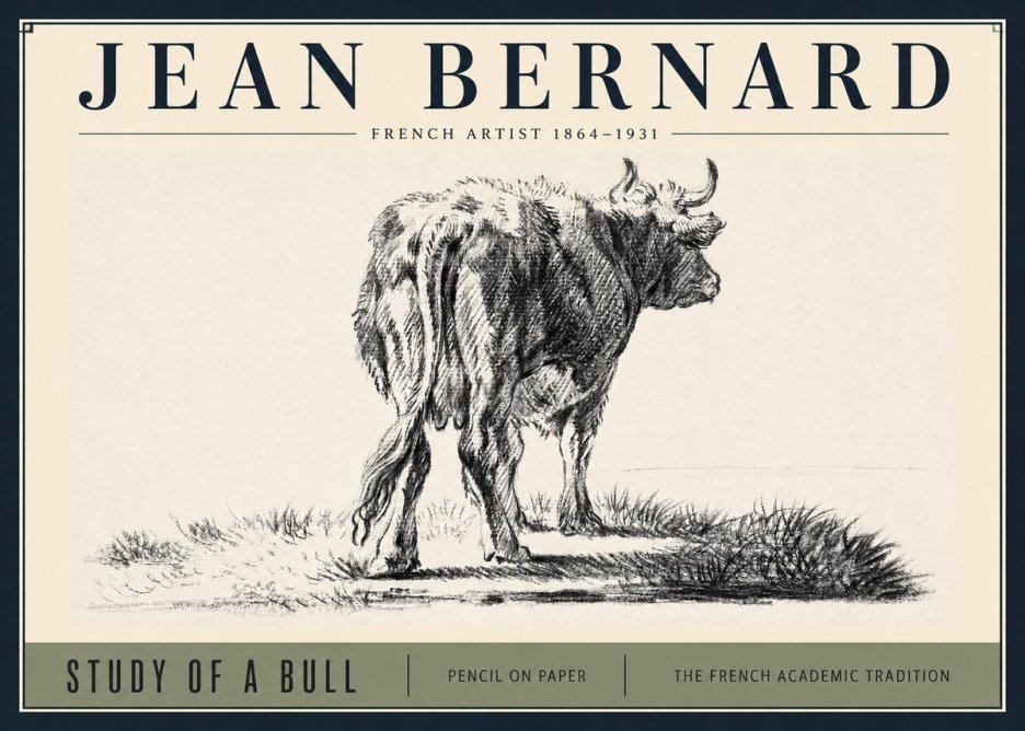 Jean Bernard Study of a Bull V No3 - Affiche