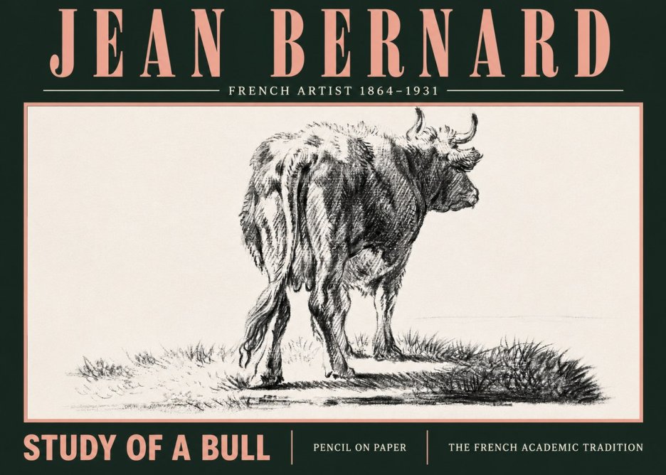 Jean Bernard Study of a Bull V No5 - Affiche