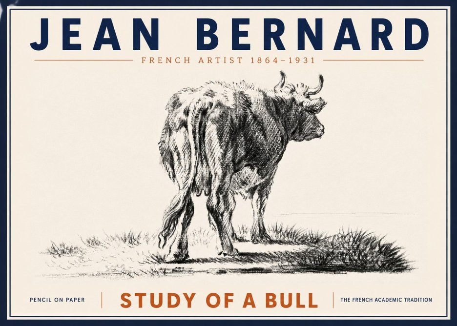 Jean Bernard Study of a Bull V No6 - Affiche