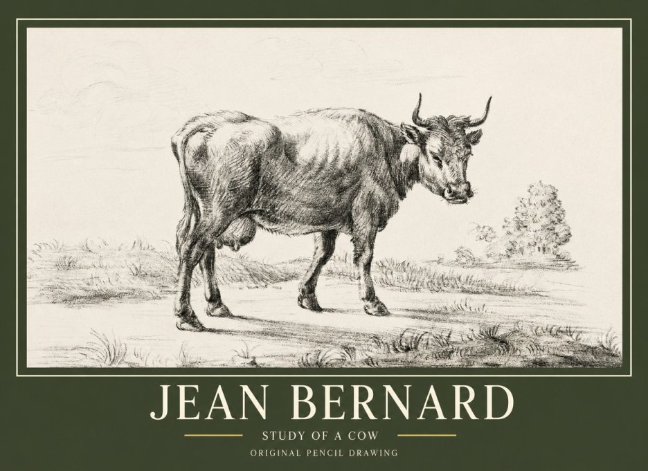 Jean Bernard Study of a Cow XII No1 - Affiche