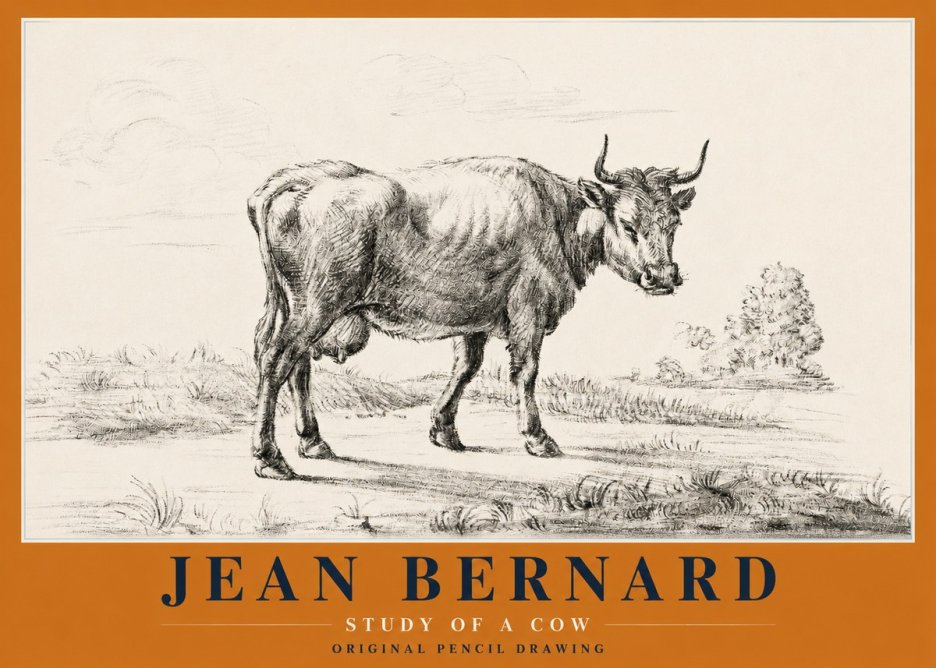 Jean Bernard Study of a Cow XII No2 - Affiche